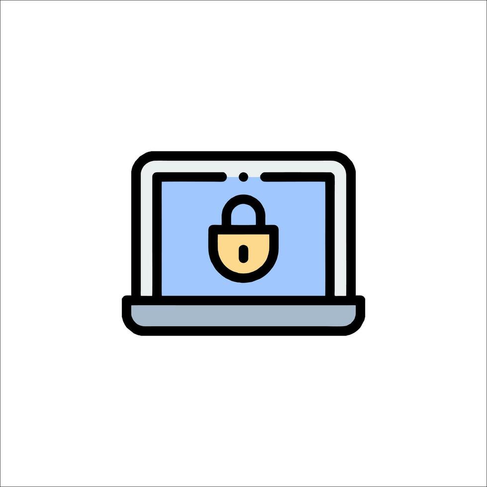 A laptop with a padlock icon vector