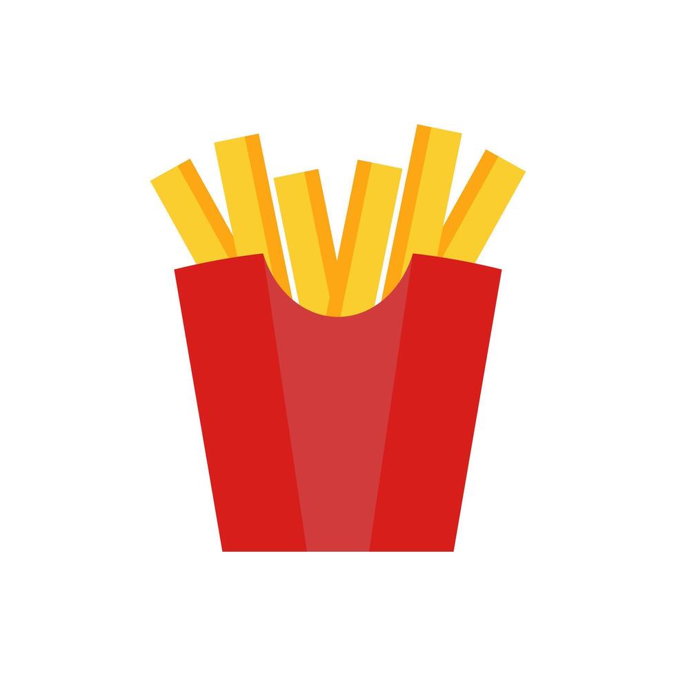 Red bucket french fry illustration on white background. vector