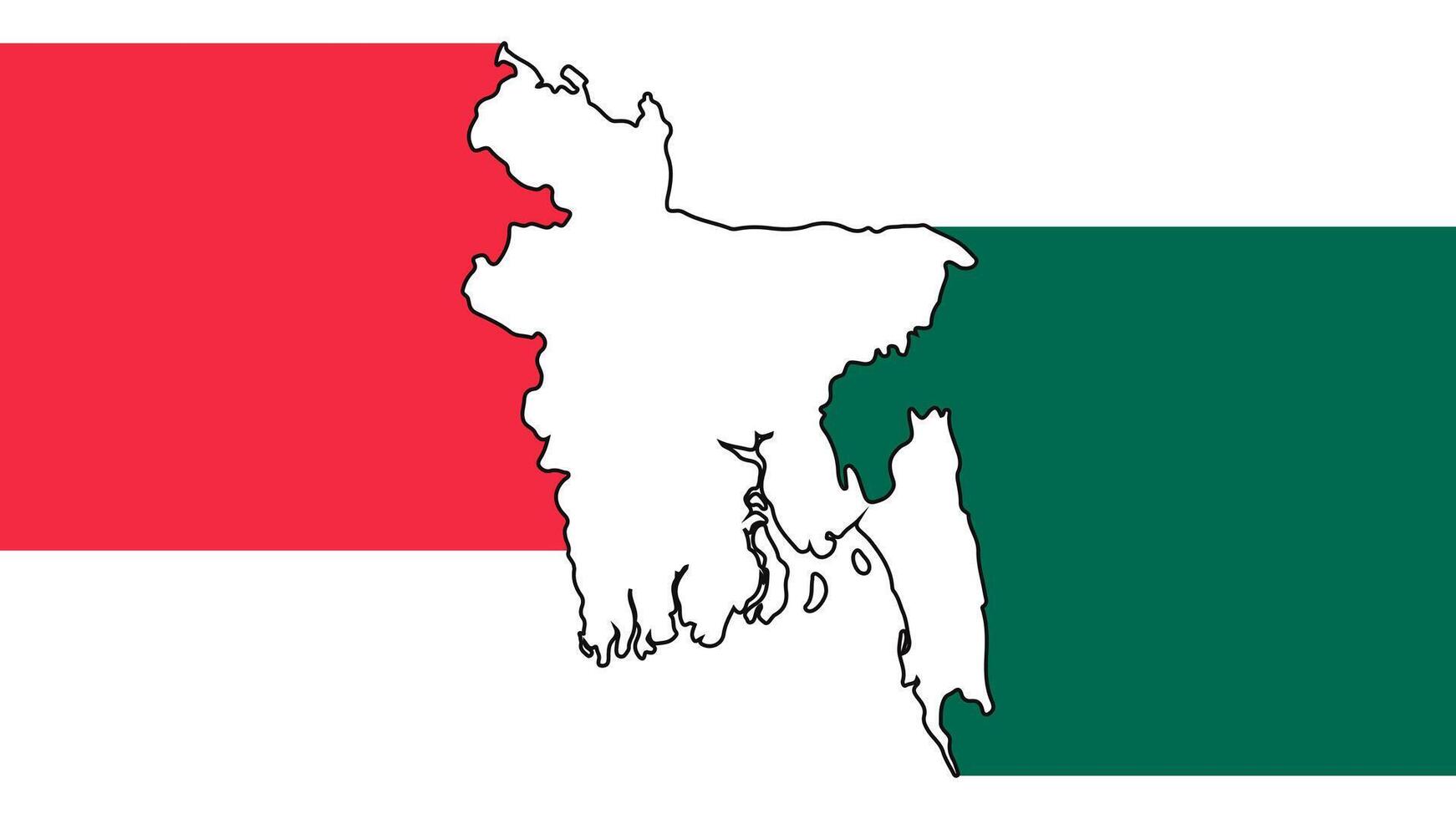 Bangladesh map with red and green colour. vector