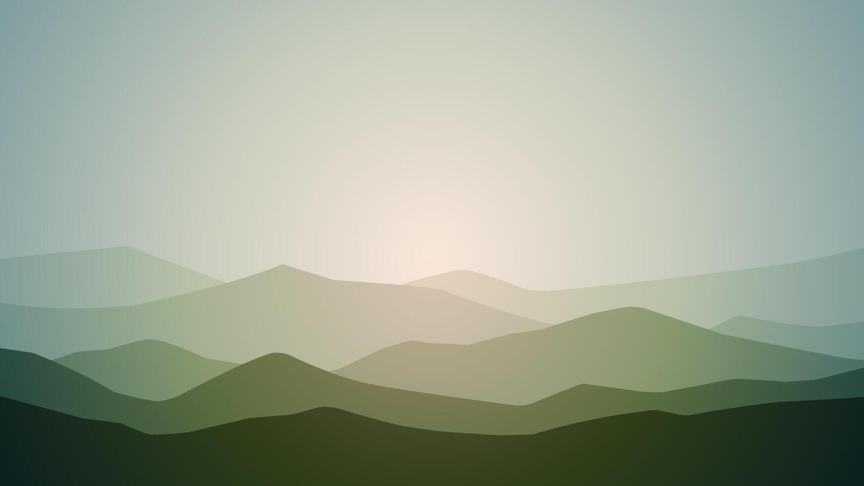 Landscape illustration of breathtaking mountain ridge under shiny sky vector