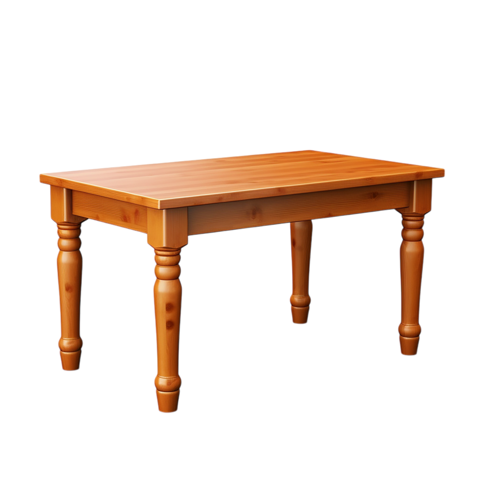 A simple yet sturdy wooden table with clean lines and polished light brown finish png