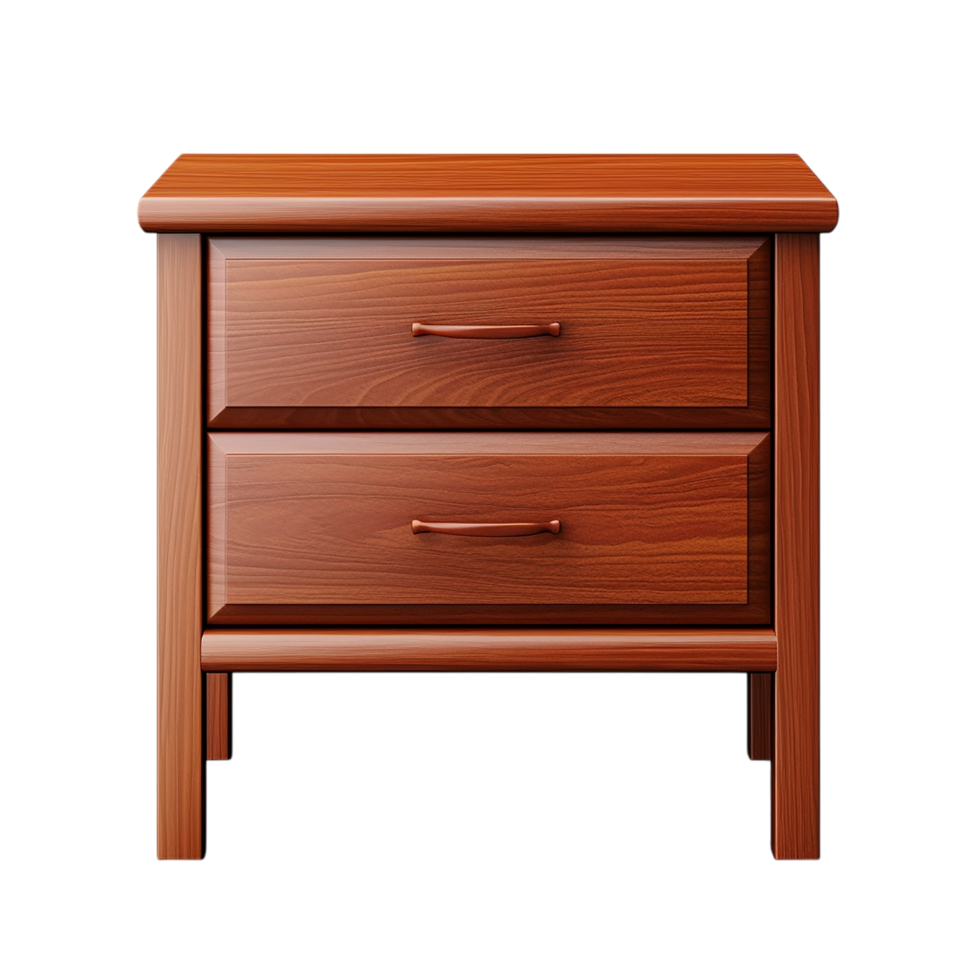 Classic Wooden TwoDrawer Nightstand for Bedroom Storage and Elegant Furniture Design png