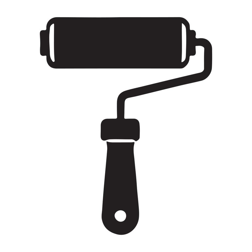 Simple Black Paint Roller Illustration for Your Designs vector