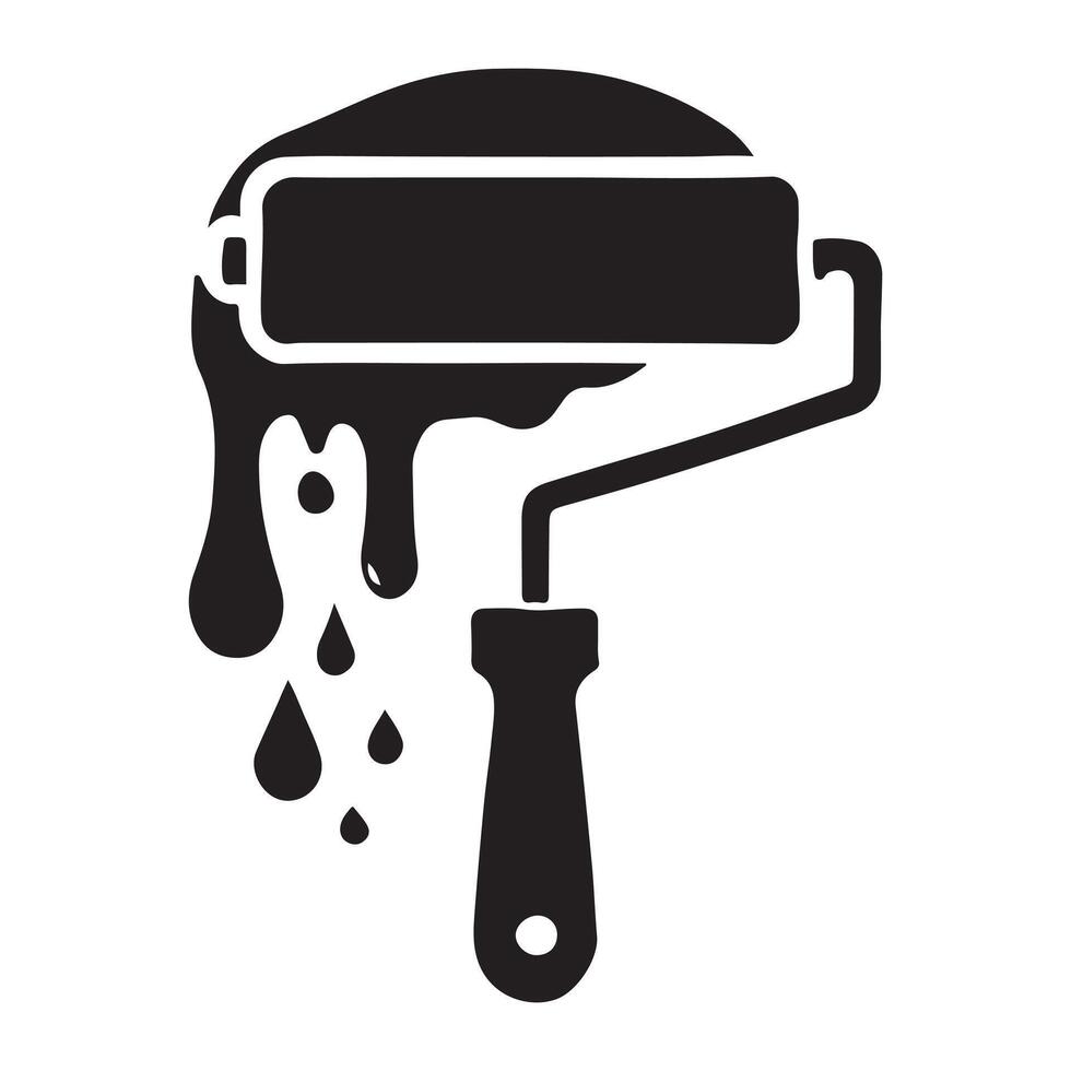 Dripping Paint Roller Silhouette Illustration for Painting Projects vector
