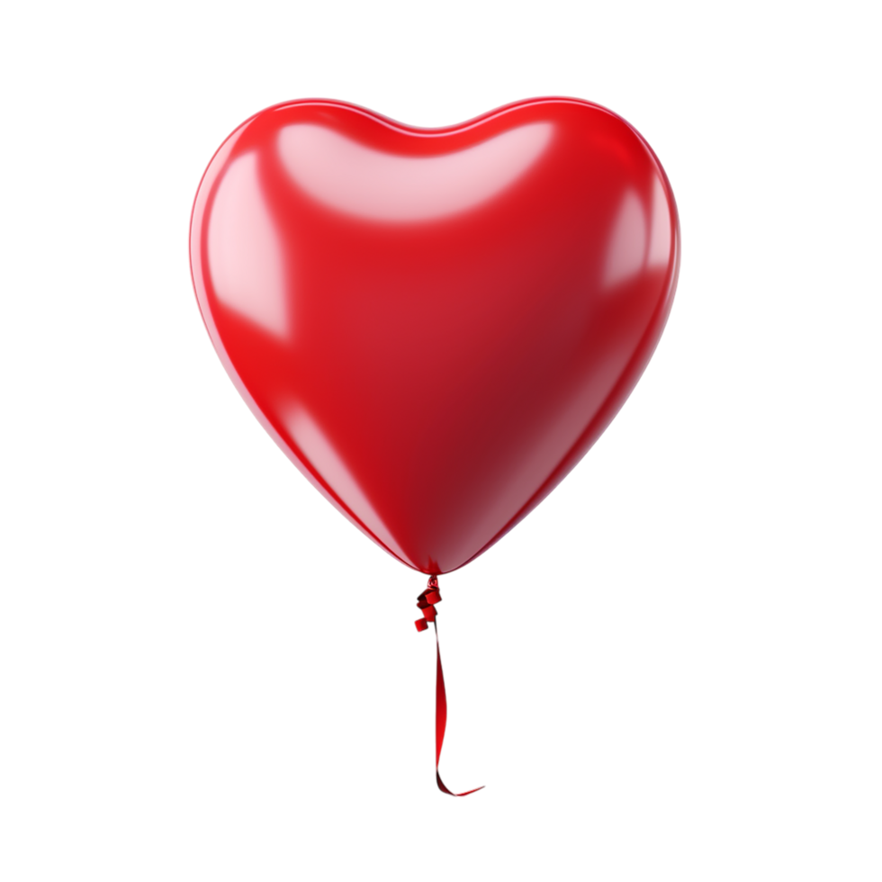 Glossy Red Heart Balloon Floating with String for Celebratory and Romantic Events and Decorations png