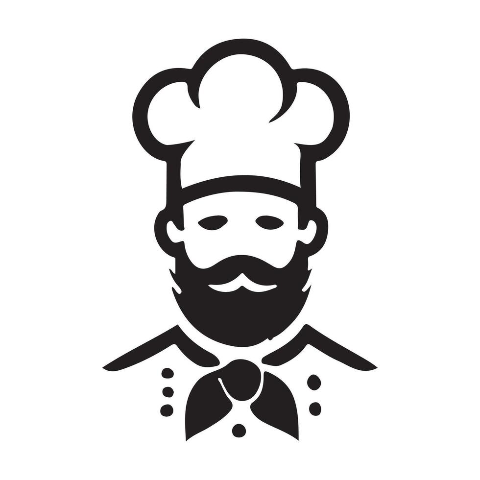 Silhouette Icon of a Bearded Chef in Uniform vector
