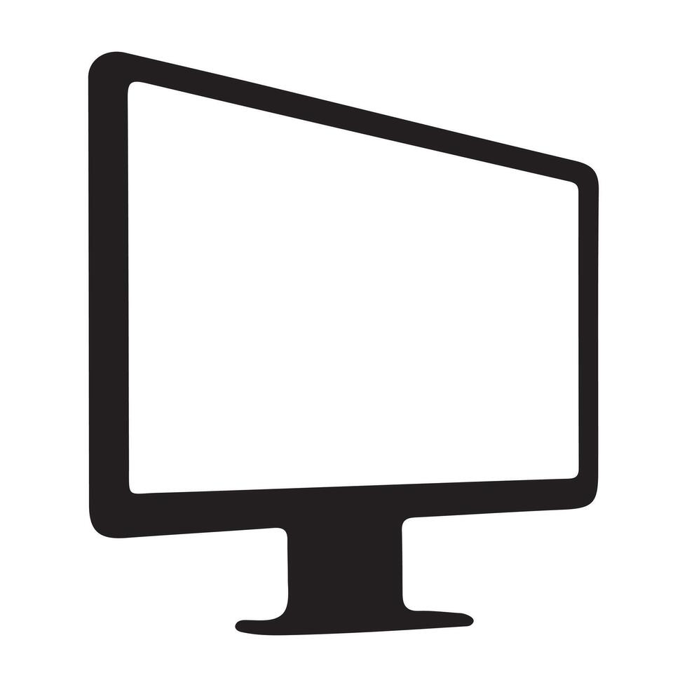 Sleek Black Computer Monitor Silhouette Icon Illustration vector