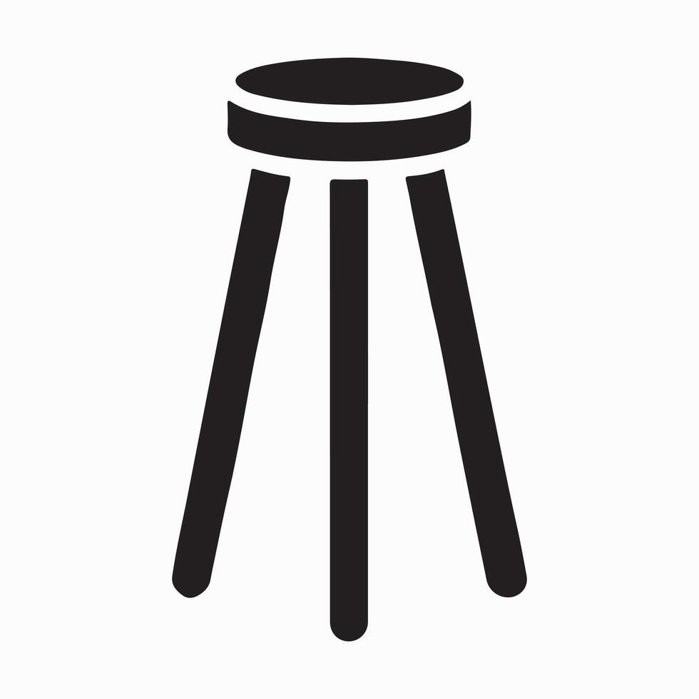 Simple Black Silhouette Tri-legged Stool Illustration vector