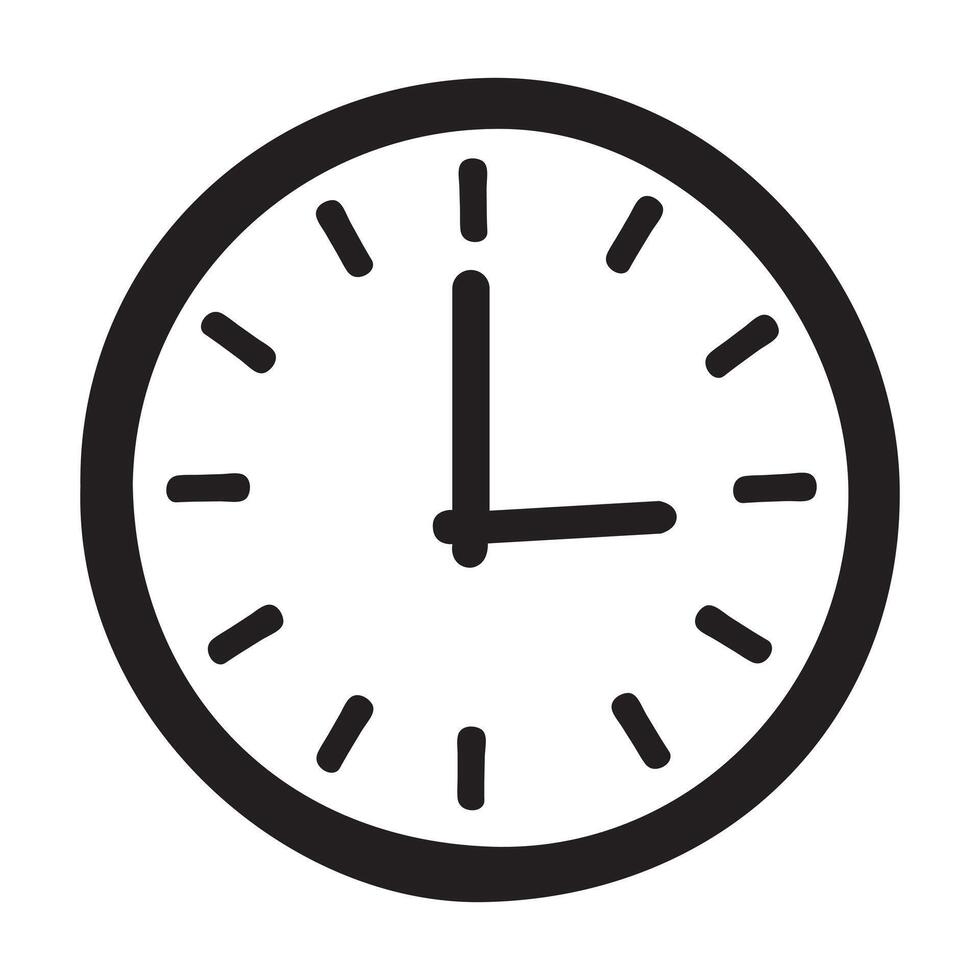Simple Black Silhouette Clock Icon Illustration vector