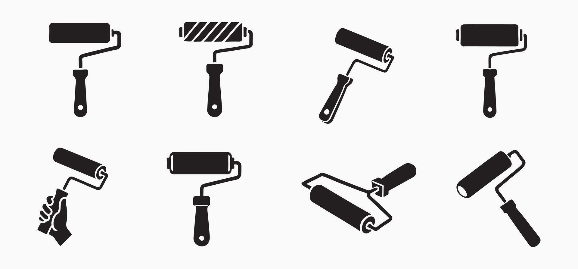 Assorted Paint Roller Silhouettes for Painting Projects vector