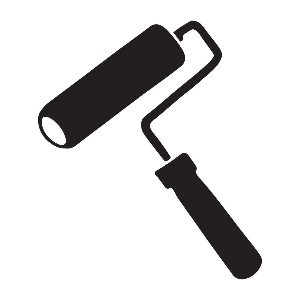 Angled Paint Roller Silhouette Illustration for Painting and Decorating vector