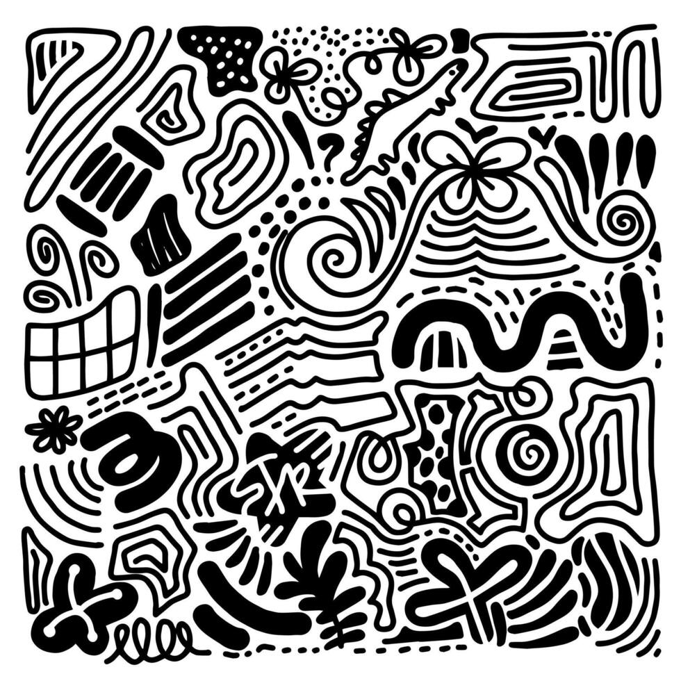 Hand drawn doodle with black lines, creative abstract illustration suitable for stickers, drawing books, covers vector