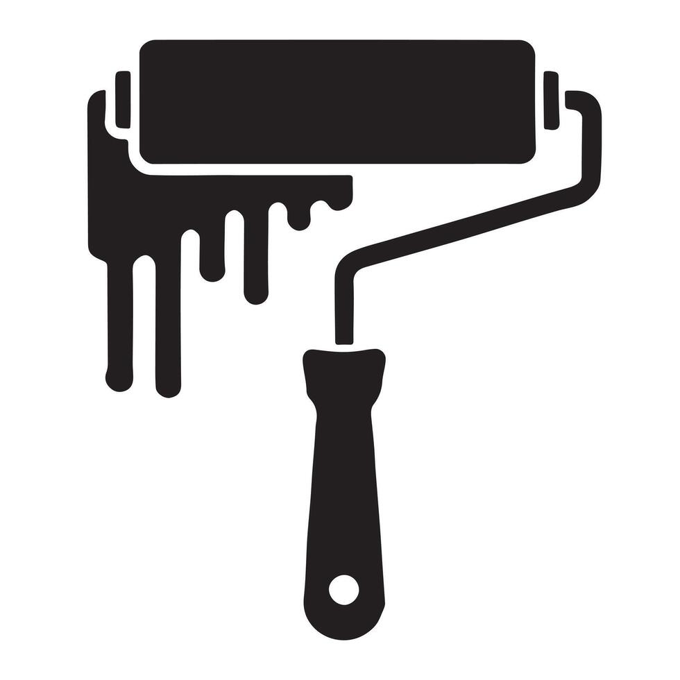 Paint Roller Silhouette with Dripping Paint Illustration for Painting Projects vector