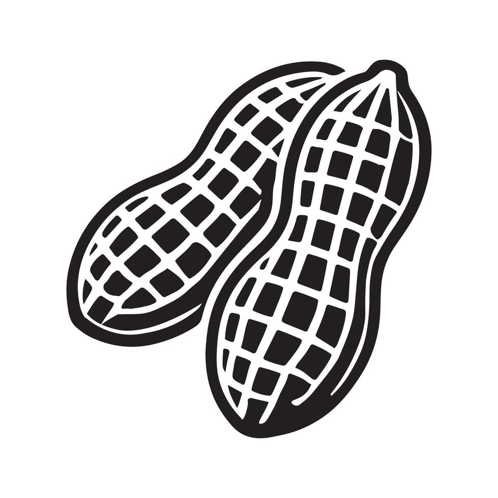 Simple Silhouette Illustration of Peanuts in Shells vector