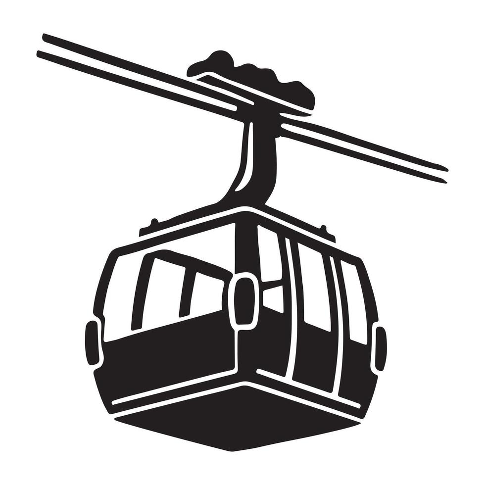 A Striking Silhouette Illustration of a Cable Car Gondola vector