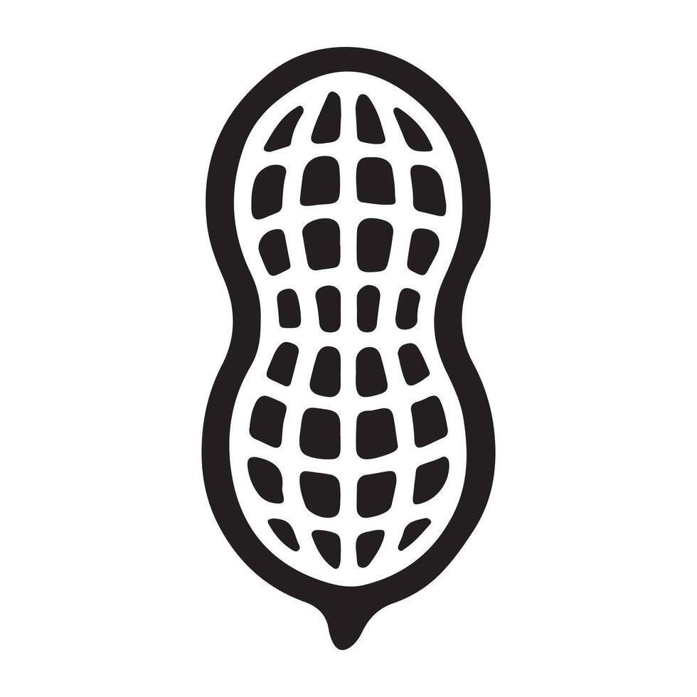 Simple Peanut in Shell Silhouette Illustration vector
