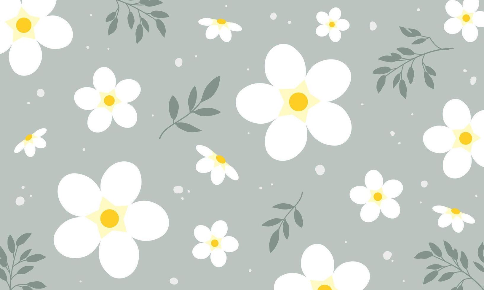Flowers and leaf's wall art background. Foliage line art drawing with abstract shape. vector