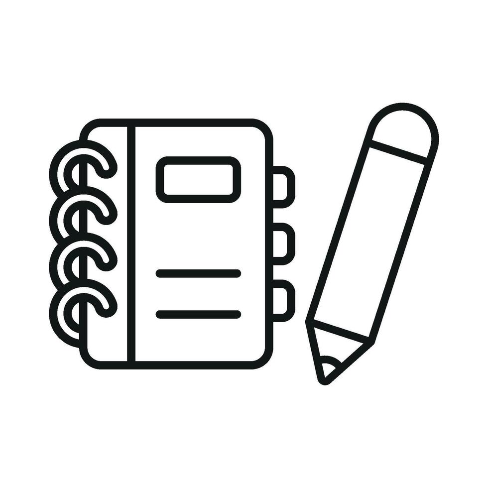 Binder pencil set icon showcases a clean and organized look, ideal for promoting educational tools, study materials, or workspace setups. vector