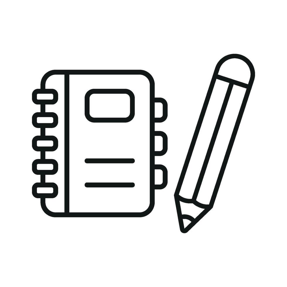 Binder pencil set icon highlights a minimalist and professional aesthetic, great for illustrating productivity apps, note-taking tools, or academic resources. vector