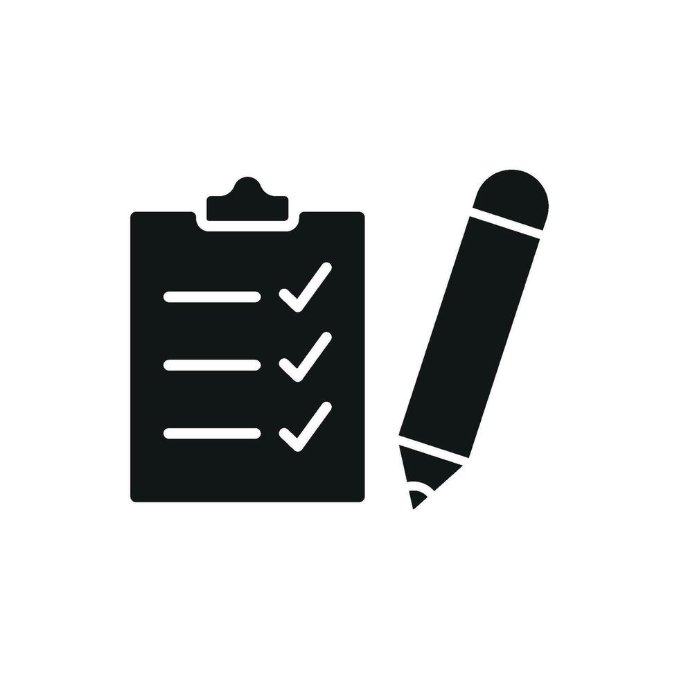 Clipboard and pencil set icon offers a detailed and modern representation, great for illustrating documentation processes, checklists, or surveys. vector