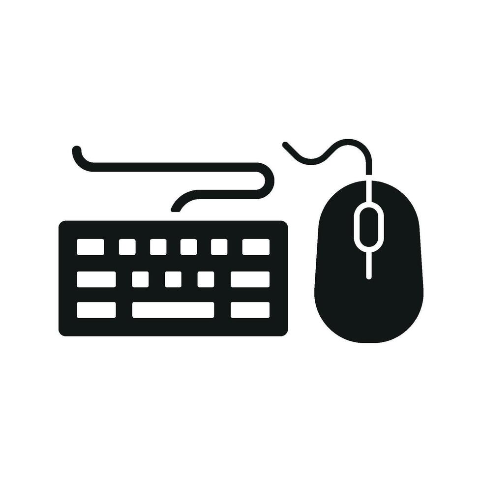 Keyboard and mouse set icon features a sleek and modern design, perfect for representing computer peripherals, tech accessories, or gaming setups. vector