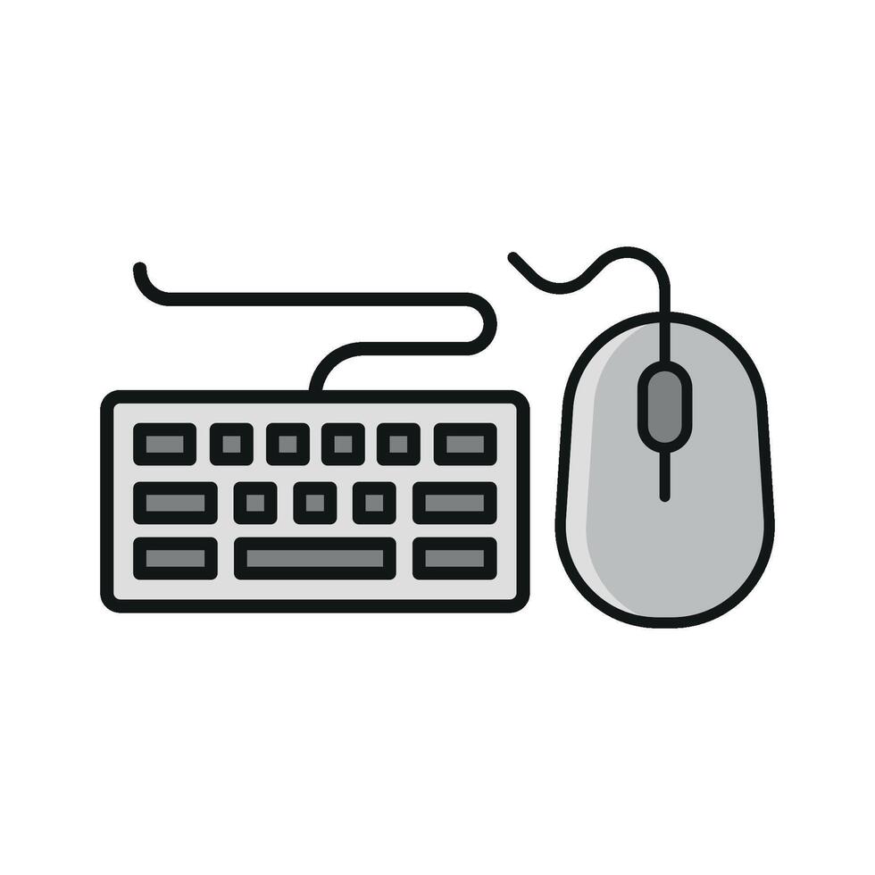 Keyboard and mouse set icon highlights a professional and versatile aesthetic, great for branding technology blogs, e-commerce platforms, or tech support services. vector