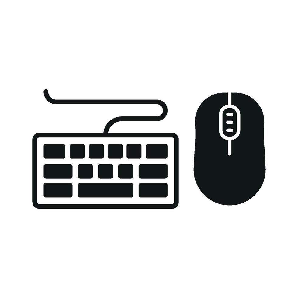 Keyboard and mouse set icon delivers a polished and innovative design, perfect for enhancing computer tutorials, gaming content, or tech advertisements. vector