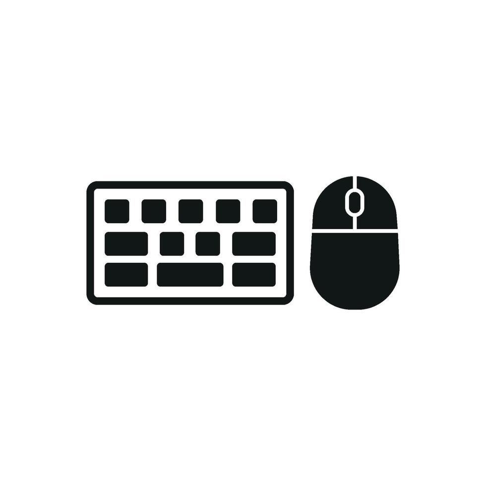 Keyboard and mouse set icon embodies a sharp and detailed look, great for illustrating computer accessories, ergonomic tools, or digital design setups. vector