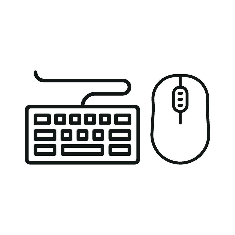 Keyboard and mouse set icon highlights a dynamic and creative design, ideal for branding gaming studios, coding platforms, or digital workshops. vector