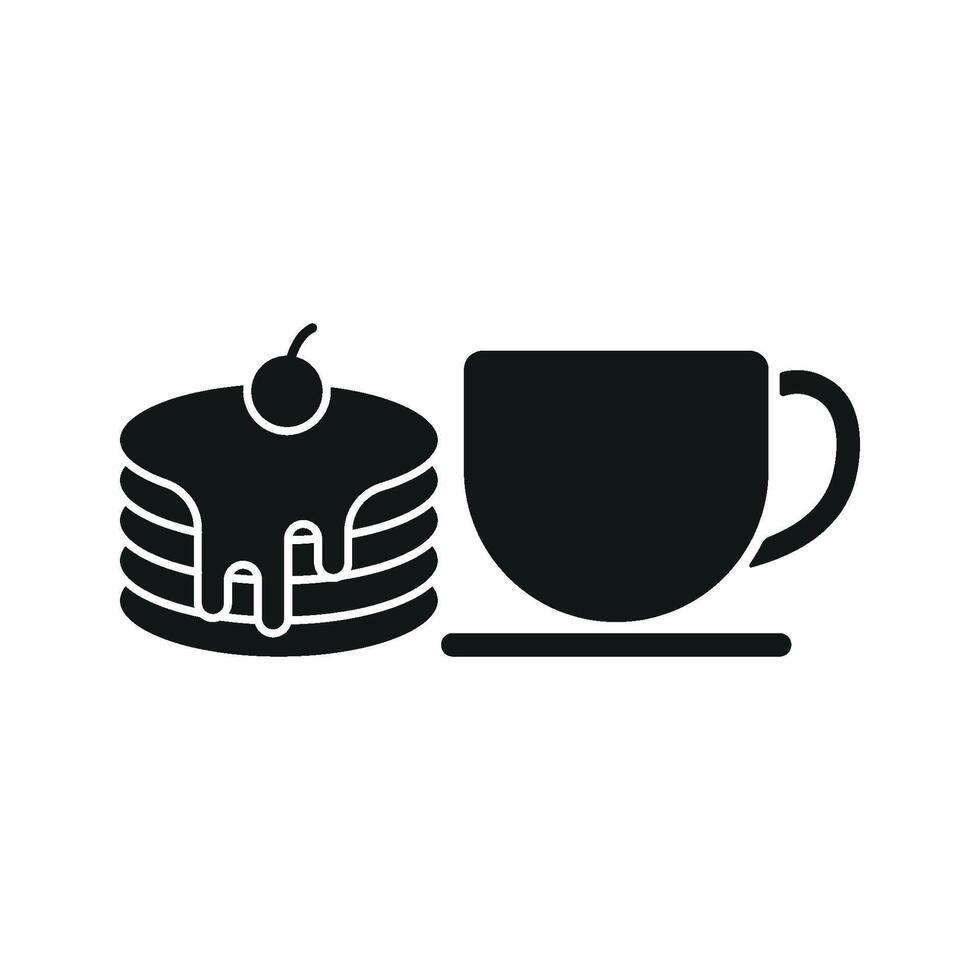 Coffee glass and pancake icon showcases a polished and professional style, perfect for enhancing cafe branding, menu designs, or food packaging. vector