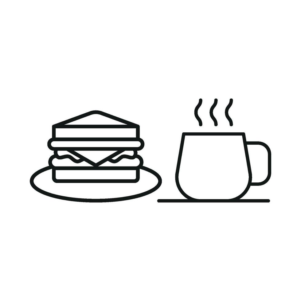 Coffee glass and sandwich icon showcases a modern and inviting look, ideal for illustrating lunch breaks, casual dining, or food delivery services. vector