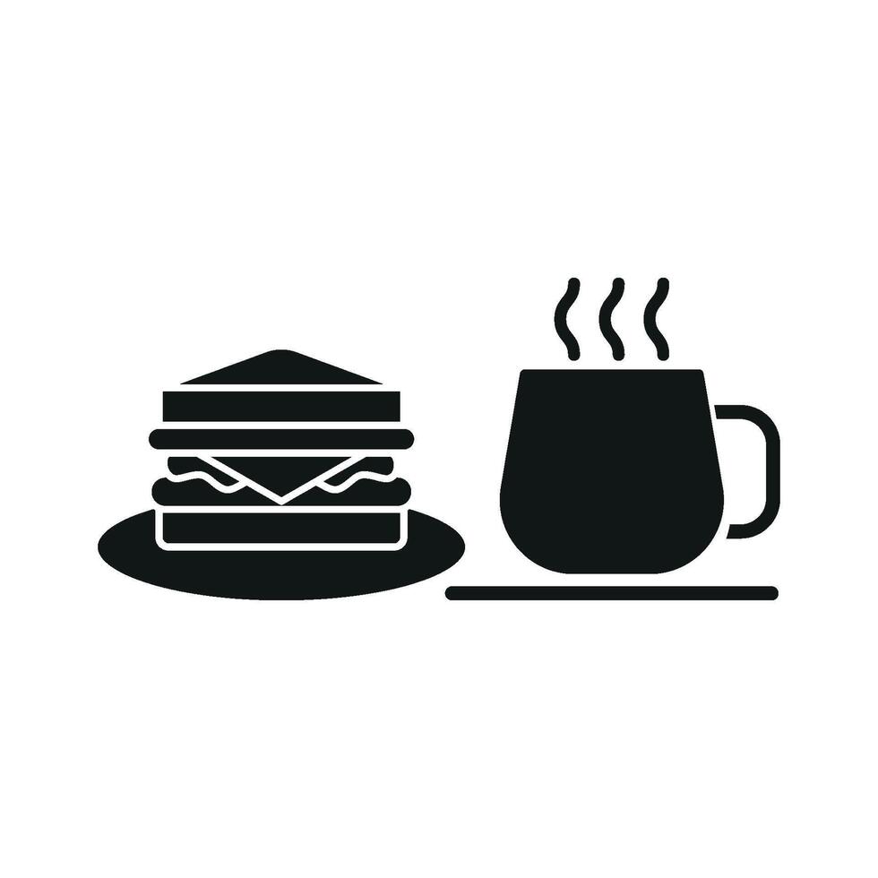 Coffee glass and sandwich icon features a stylish and functional design, perfect for representing breakfast, quick snacks, or cafe menus. vector