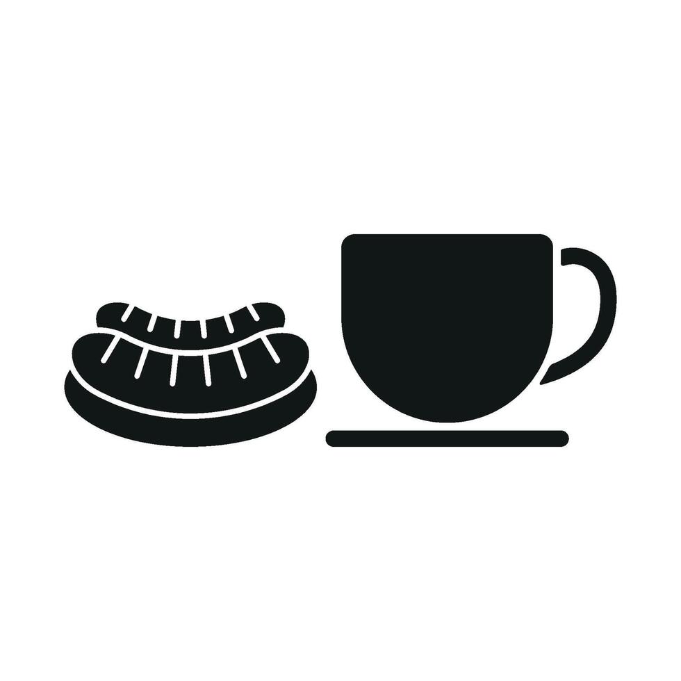 Coffee glass and sausage icon delivers a clean and energizing design, perfect for visualizing nutritious breakfast options, morning meals, or food apps. vector