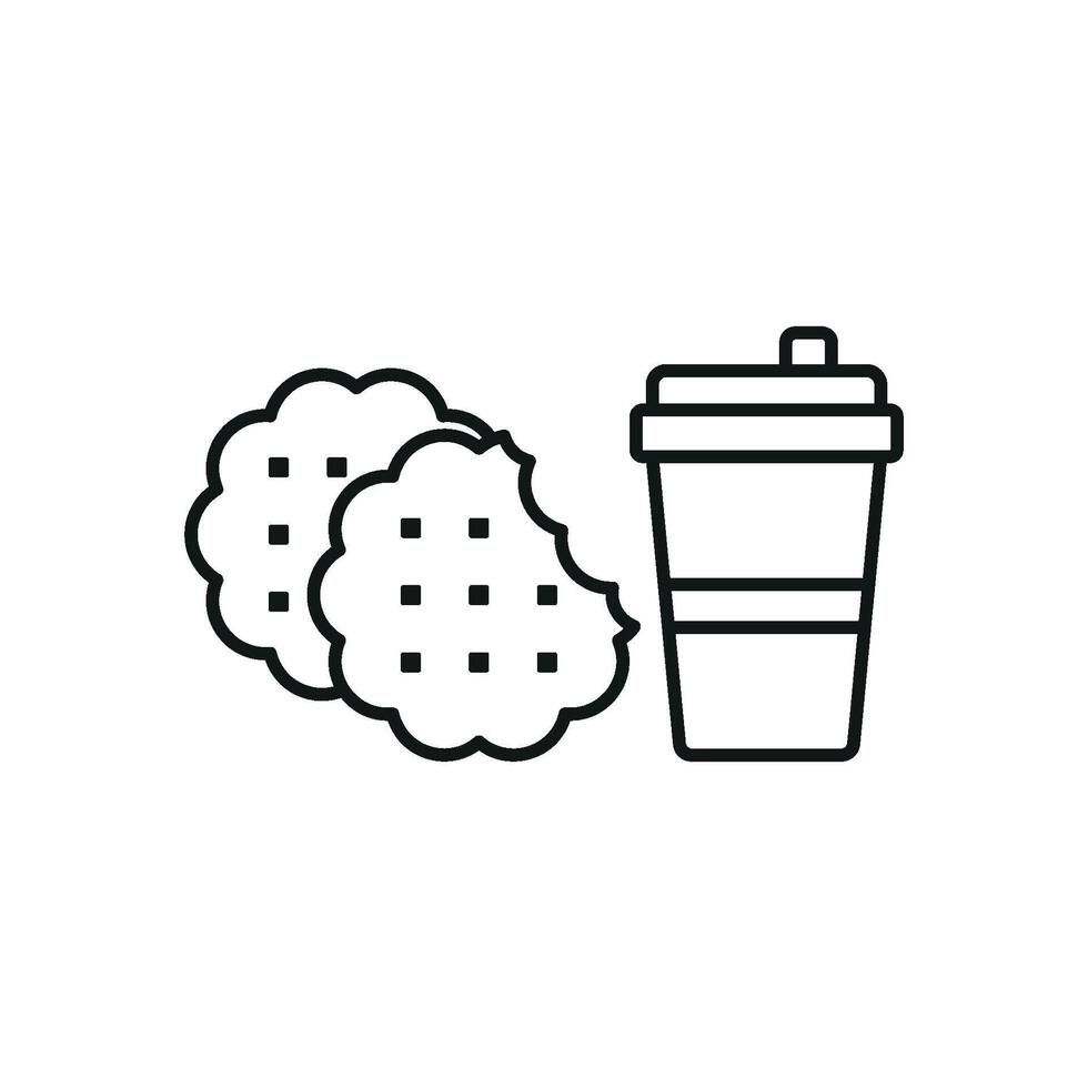 Drink and biscuit icon features a cozy and inviting design, perfect for representing tea time, snack breaks, or casual cafe menus. vector