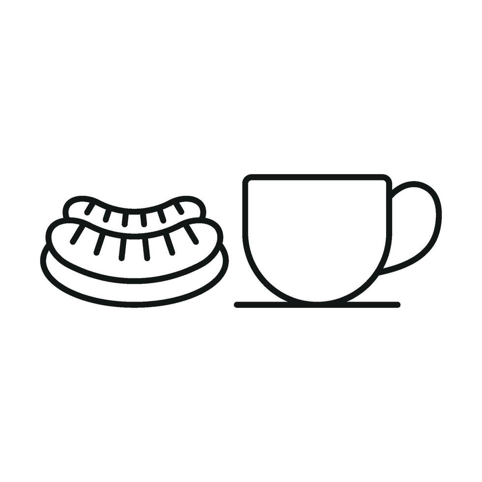 Coffee glass and sausage icon highlights a professional and appetizing look, ideal for representing food advertisements, meal planners, or breakfast specials. vector