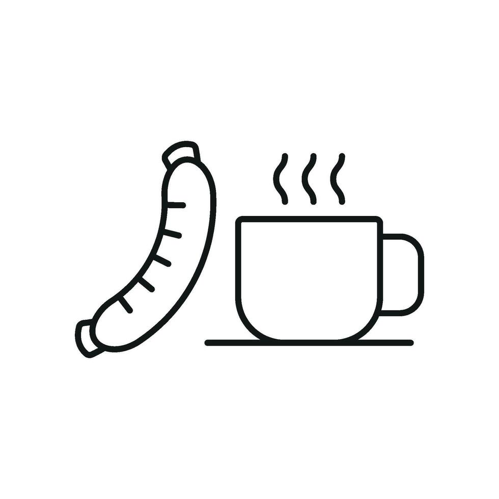 Coffee glass and sausage icon showcases a straightforward and reliable style, perfect for representing tasty meal combinations, healthy snacks, or food blogs. vector