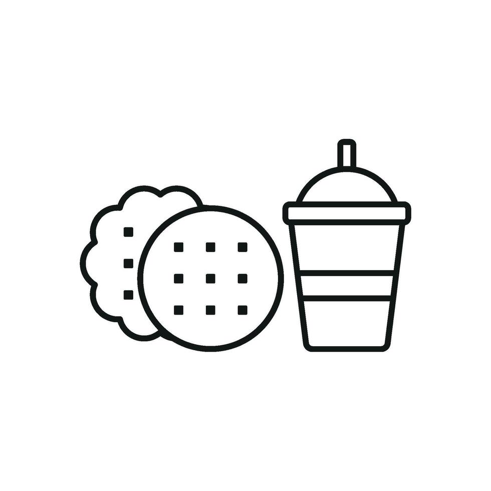 Drink and biscuit icon showcases a polished and professional style, perfect for illustrating coffee or tea pairings vector