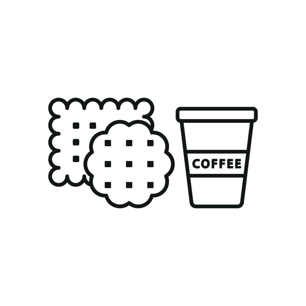Drink and biscuit icon showcases a simple and stylish look, ideal for illustrating afternoon snacks, coffee breaks, or bakery offerings. vector