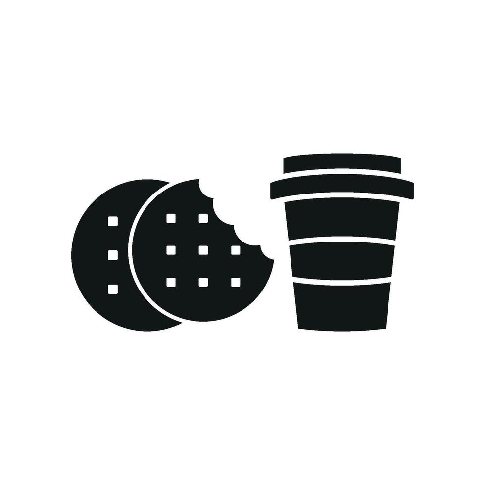 Drink and biscuit icon offers a cheerful and simple design, great for promoting bakery goods, coffee shops, or snack-based businesses. vector