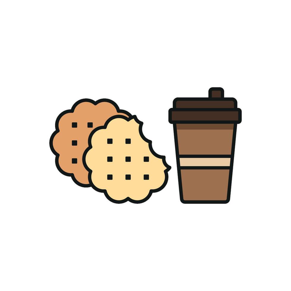 Drink and biscuit icon offers a refined and elegant design, great for enhancing gourmet cafe branding, snack promotions, or gift sets. vector