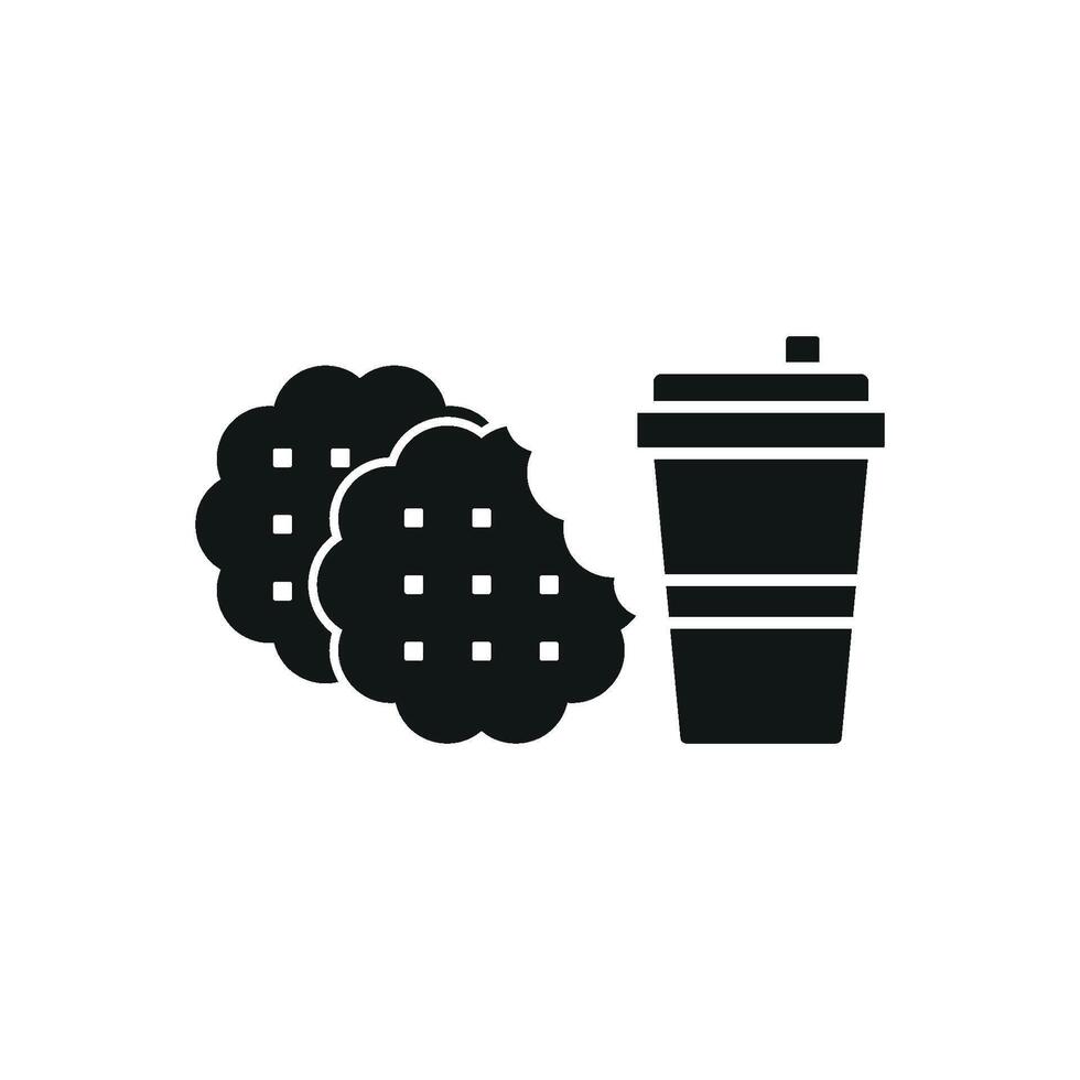 Drink and biscuit icon embodies a fun and everyday look, ideal for representing traditional snacks, gourmet treats, or casual dining environments. vector