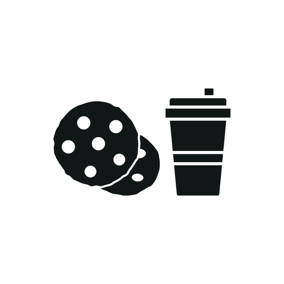 Drink and chocolate cookies icon showcases a charming and delightful style, perfect for enhancing food-related marketing materials, promotional campaigns, or snack recipes. vector