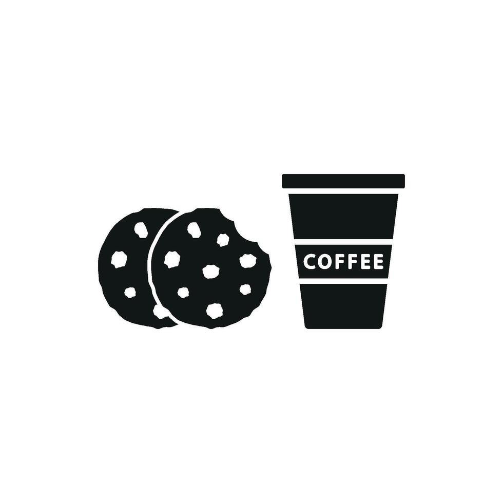 Drink and chocolate chip cookies set food icon basic design vector