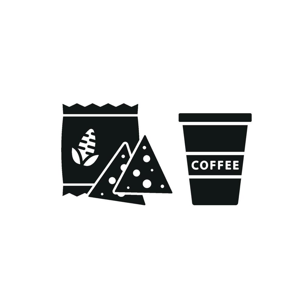 Drink and corn chips set icon showcases a vibrant and appetizing look, perfect for enhancing visuals of movie nights, gatherings, or laid-back meals. vector
