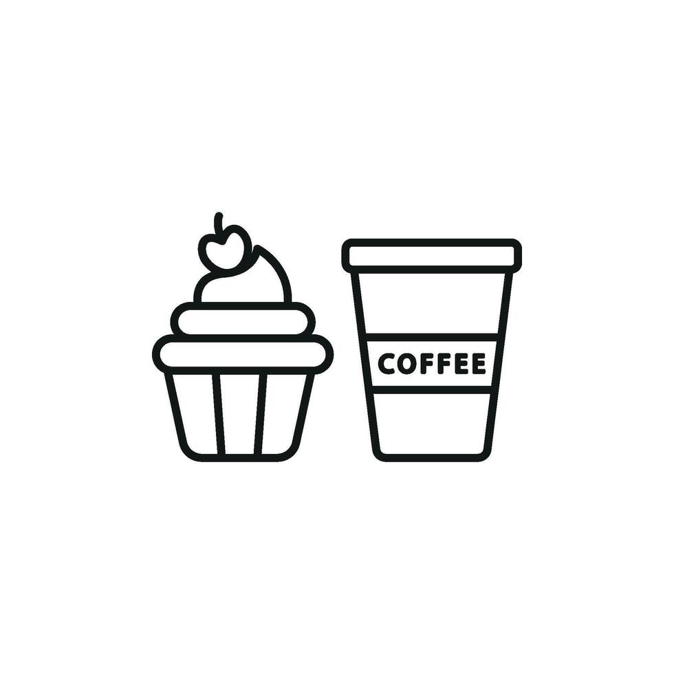 Drink and cupcake icon with clean, simple lines, fitting for websites, apps, or any food-related branding. vector