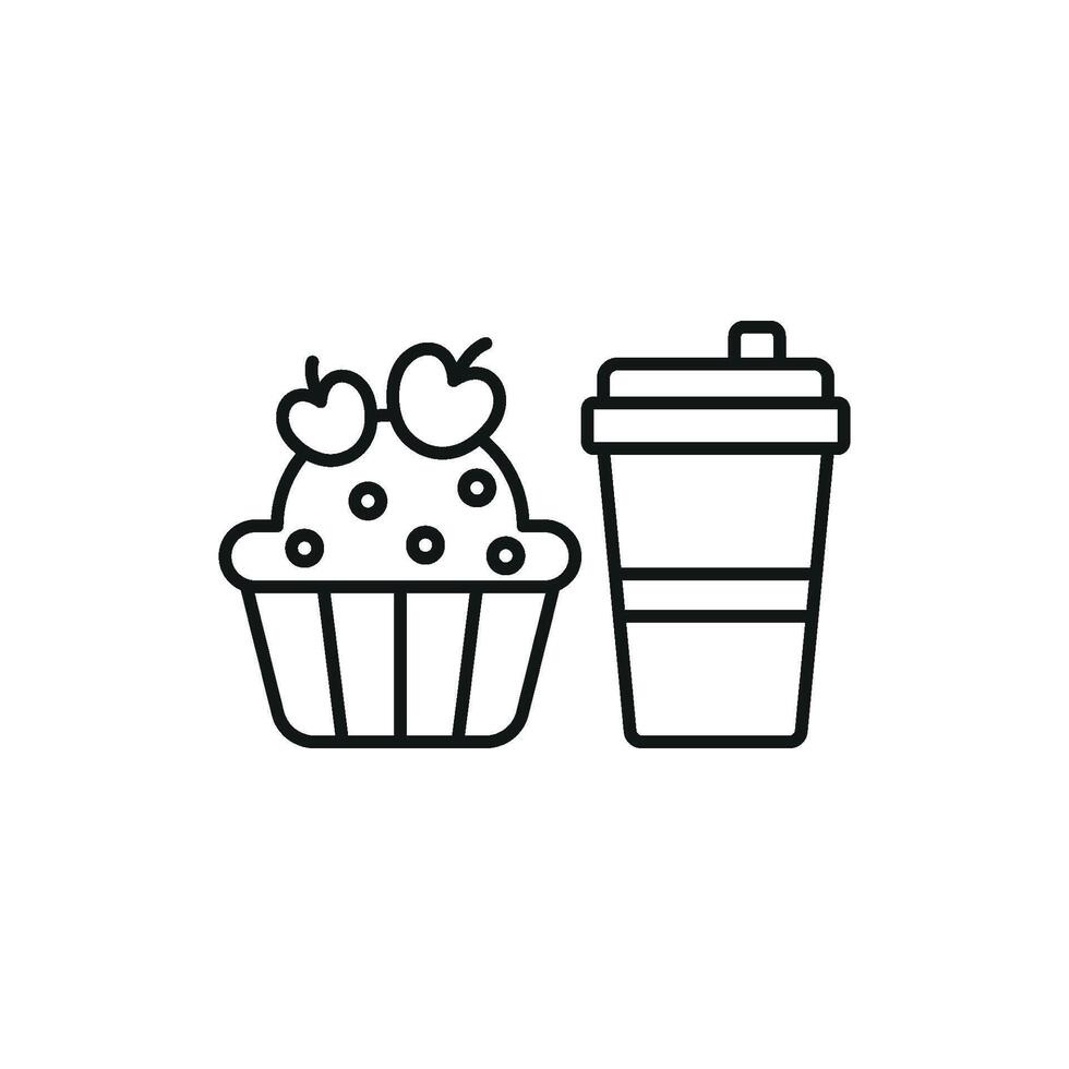 Drink and cupcake icon featuring playful details, ideal for party invitations or themed event promotions. vector