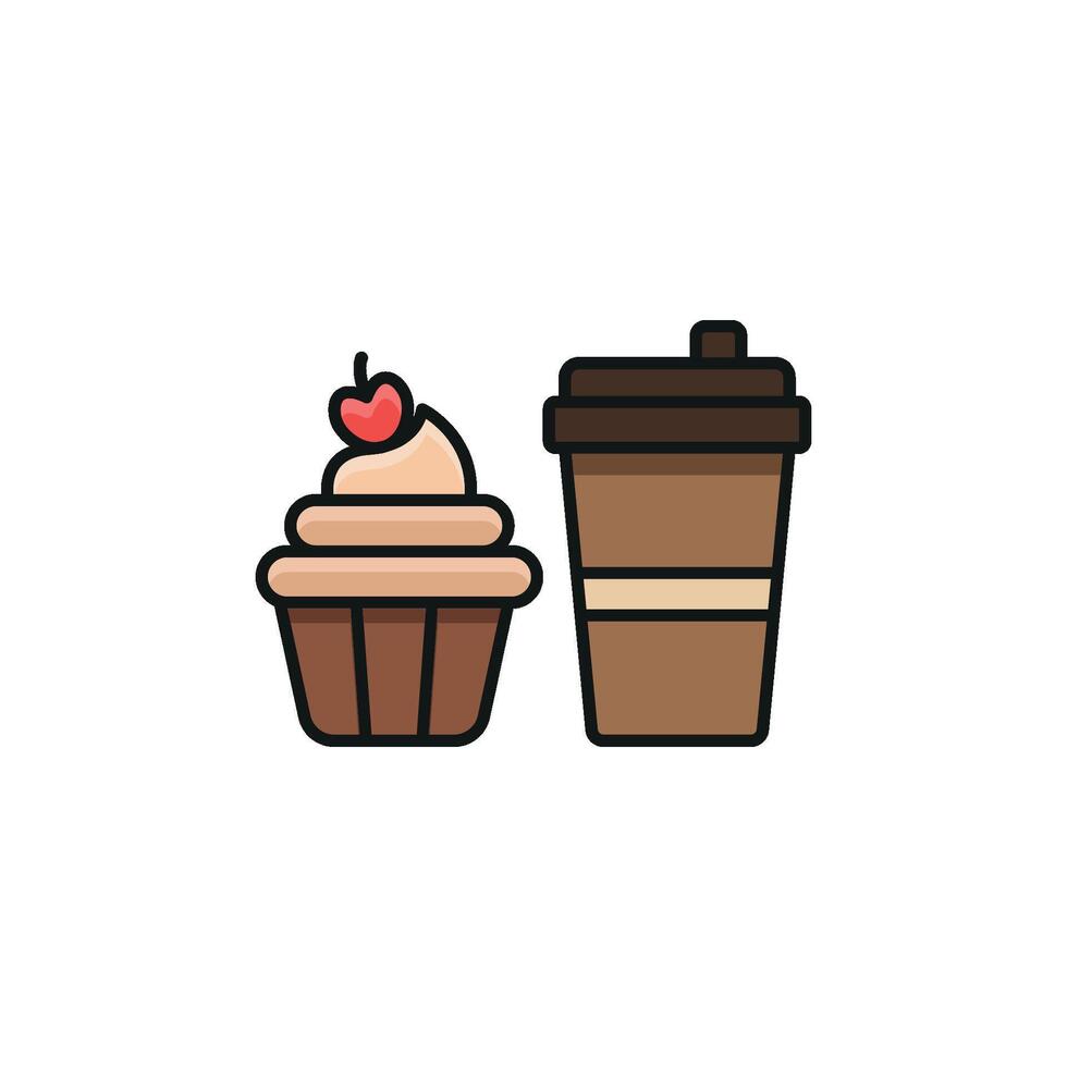 Drink and cupcake icon designed with elegant details, great for upscale dessert shops or luxury events. vector