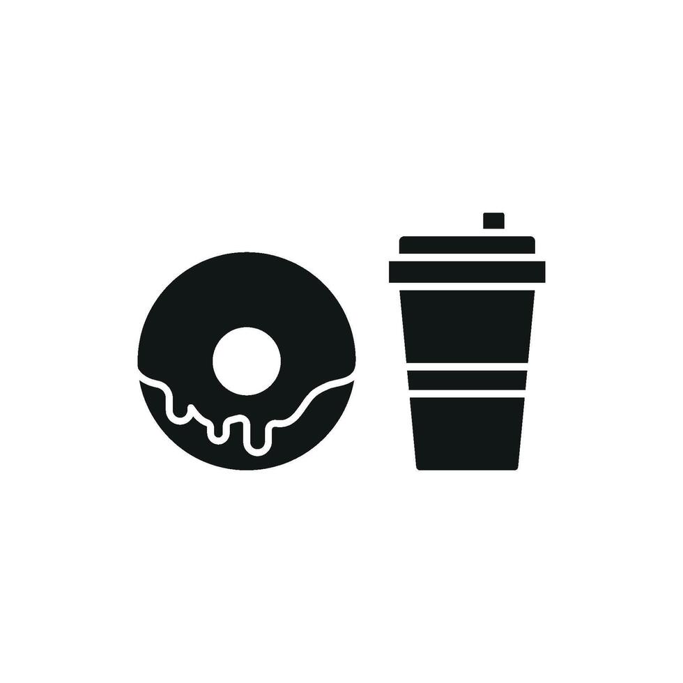 Drink and doughnut icon with a modern aesthetic, perfect for Instagram-friendly cafes or stylish food brands vector