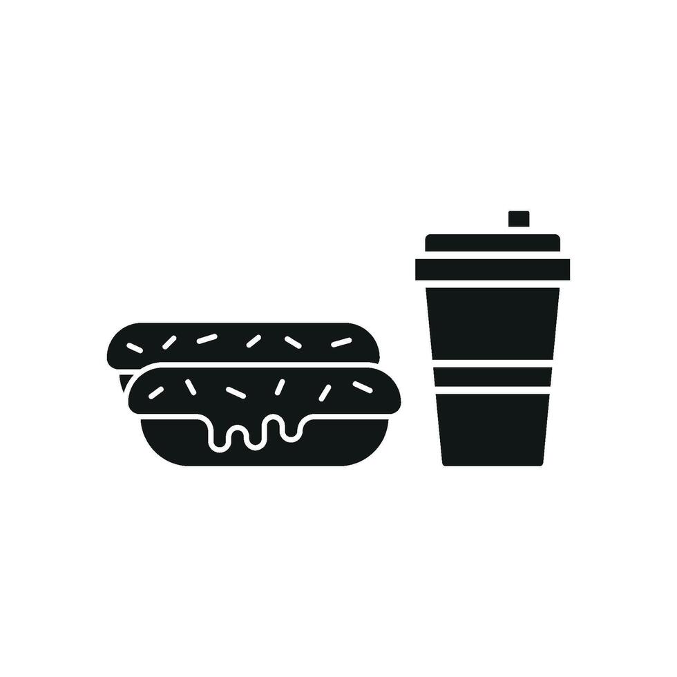Drink and eclair set icon that captures the joy of indulgence, perfect for tempting audiences with sweet treats. vector
