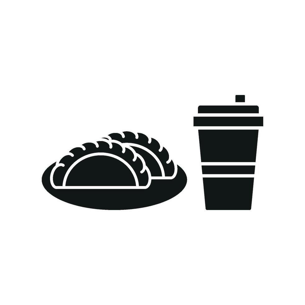 Drink and empanada set icon capturing the hearty essence of comfort food, perfect for cafes or food stalls vector